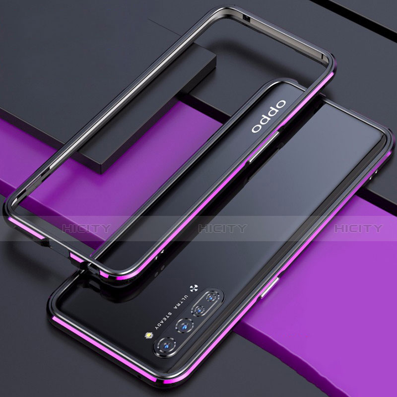 Handyhülle Hülle Luxus Aluminium Metall Rahmen Tasche für Oppo F15 Violett