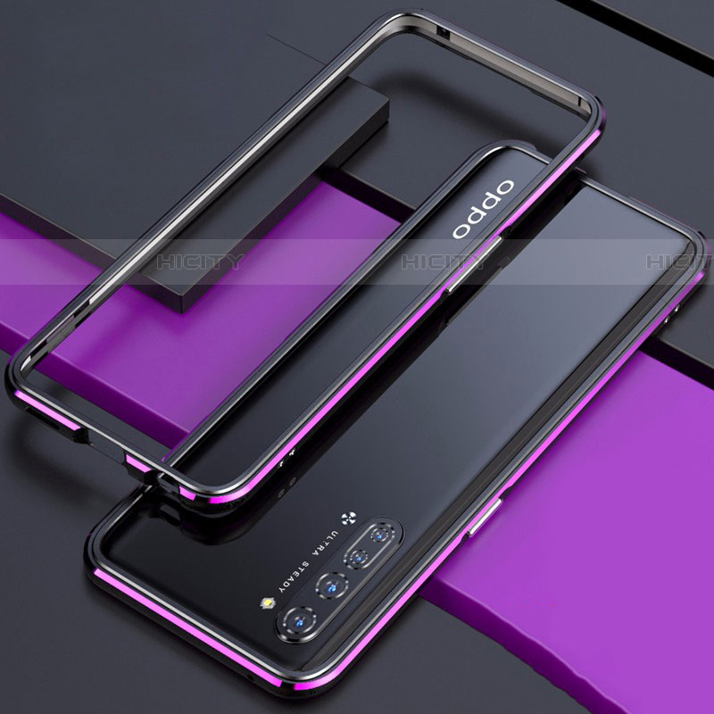 Handyhülle Hülle Luxus Aluminium Metall Rahmen Tasche für Oppo Find X2 Lite Violett