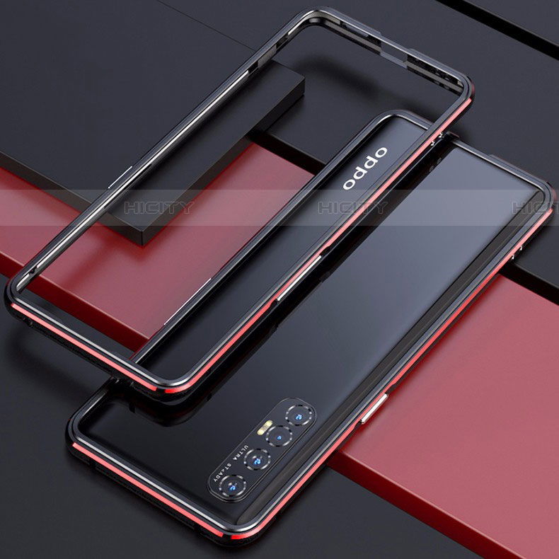 Handyhülle Hülle Luxus Aluminium Metall Rahmen Tasche für Oppo Find X2 Neo Rot