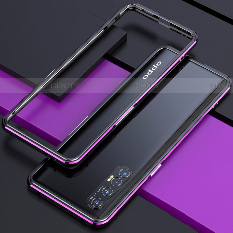 Handyhülle Hülle Luxus Aluminium Metall Rahmen Tasche für Oppo Find X2 Neo Violett