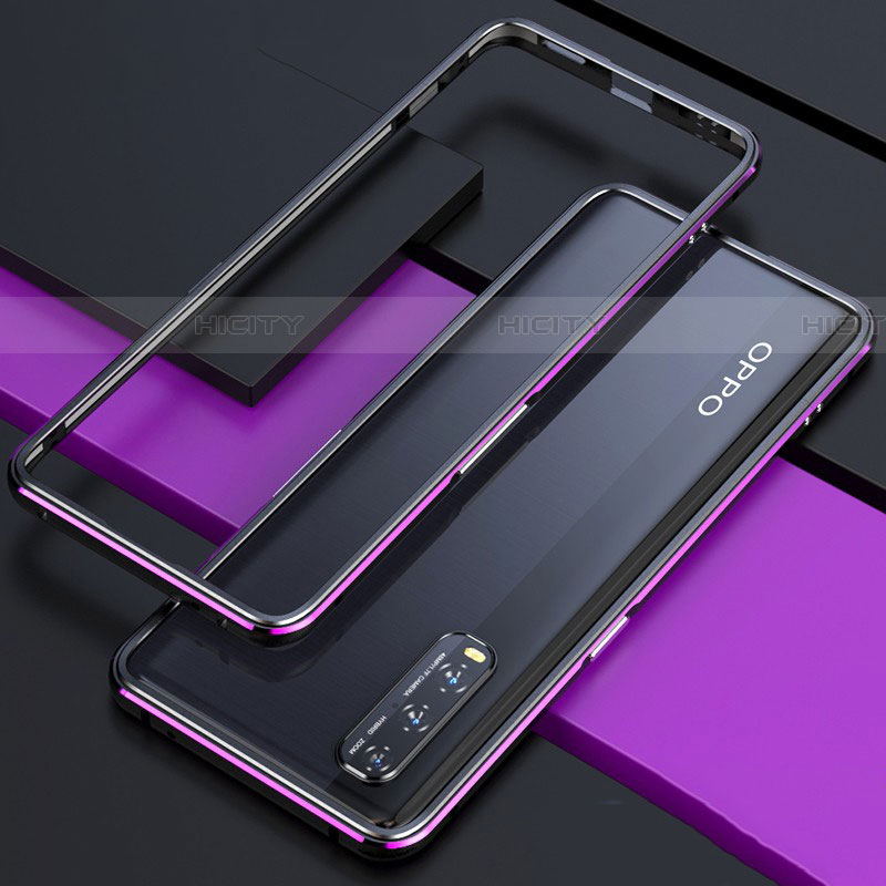 Handyhülle Hülle Luxus Aluminium Metall Rahmen Tasche für Oppo Find X2 Violett Plus