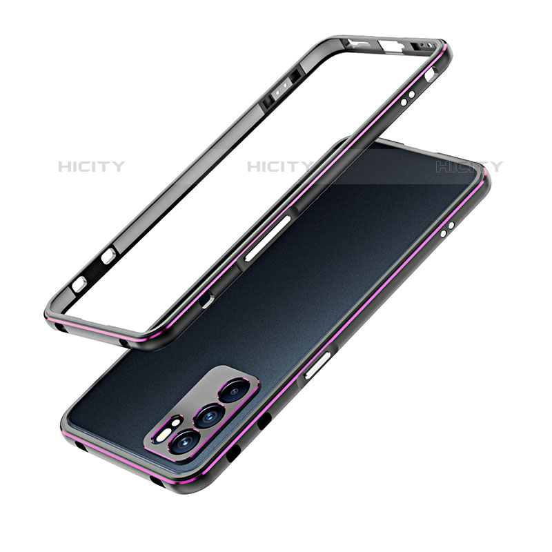 Handyhülle Hülle Luxus Aluminium Metall Rahmen Tasche für Oppo Reno6 5G Violett Plus