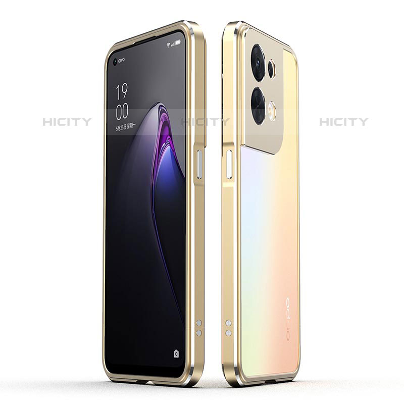 Handyhülle Hülle Luxus Aluminium Metall Rahmen Tasche für Oppo Reno8 5G Gold Plus