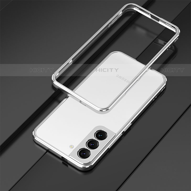 Handyhülle Hülle Luxus Aluminium Metall Rahmen Tasche für Samsung Galaxy S22 Plus 5G Silber