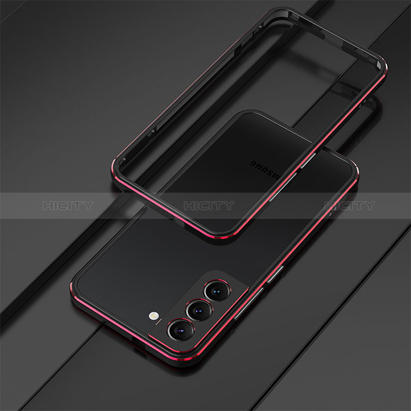 Handyhülle Hülle Luxus Aluminium Metall Rahmen Tasche für Samsung Galaxy S24 5G Rot und Schwarz