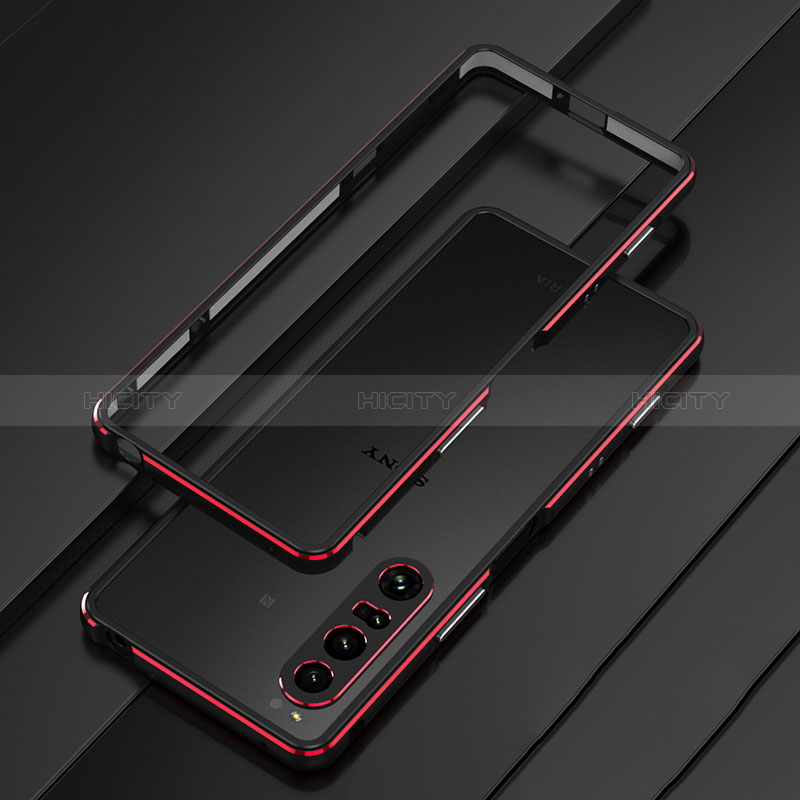 Handyhülle Hülle Luxus Aluminium Metall Rahmen Tasche für Sony Xperia 1 IV Rot