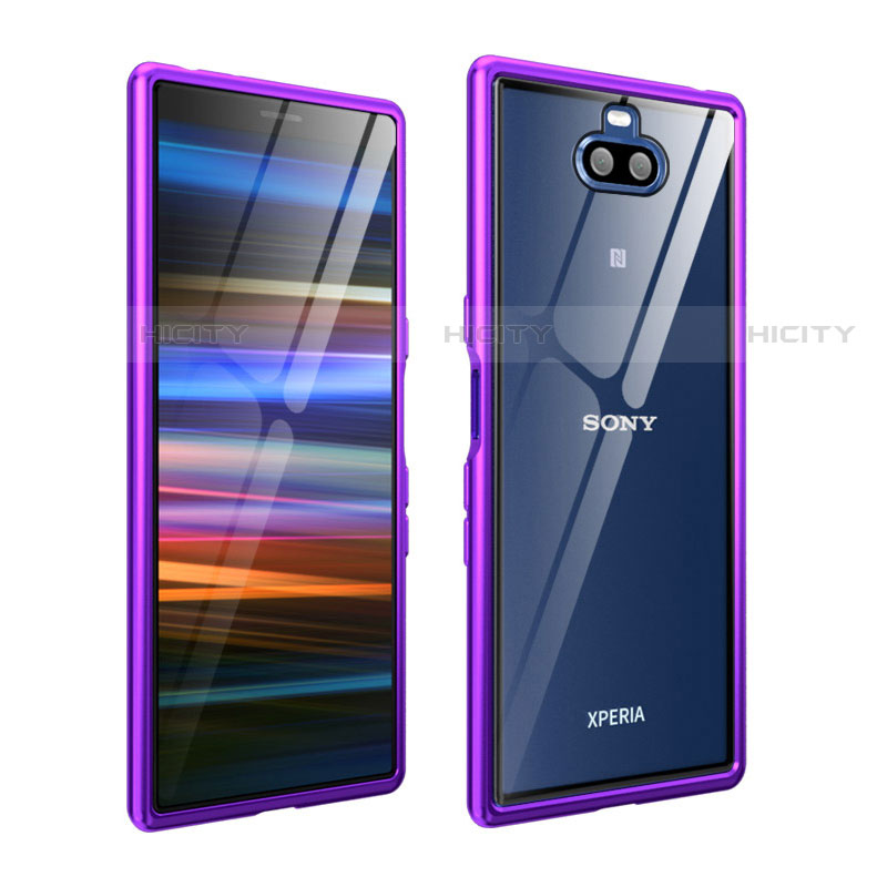 Handyhülle Hülle Luxus Aluminium Metall Rahmen Tasche für Sony Xperia 10 Plus Violett