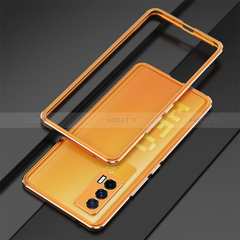 Handyhülle Hülle Luxus Aluminium Metall Rahmen Tasche für Vivo iQOO 7 India 5G Orange