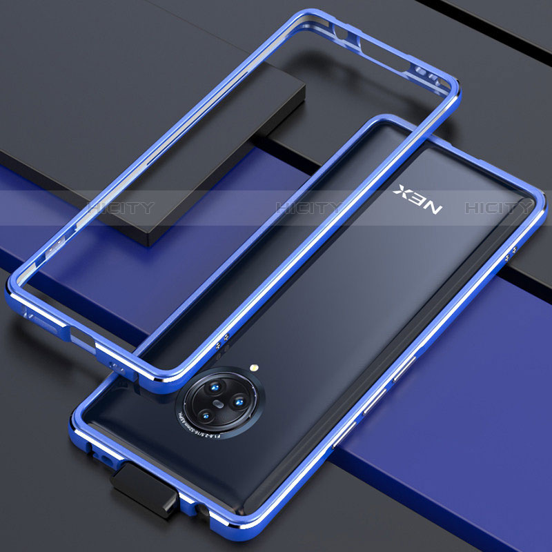 Handyhülle Hülle Luxus Aluminium Metall Rahmen Tasche für Vivo Nex 3S Blau