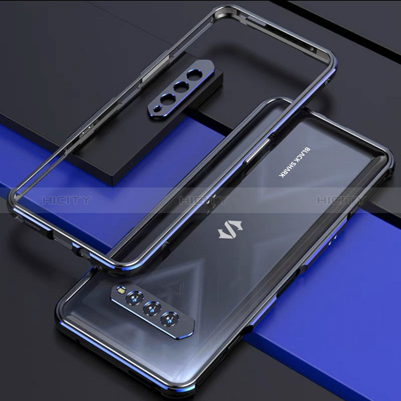 Handyhülle Hülle Luxus Aluminium Metall Rahmen Tasche für Xiaomi Black Shark 4S Pro 5G Blau und Schwarz