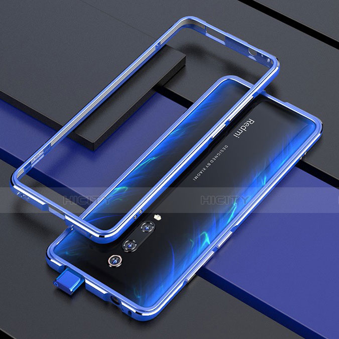 Handyhülle Hülle Luxus Aluminium Metall Rahmen Tasche für Xiaomi Mi 9T Blau Plus