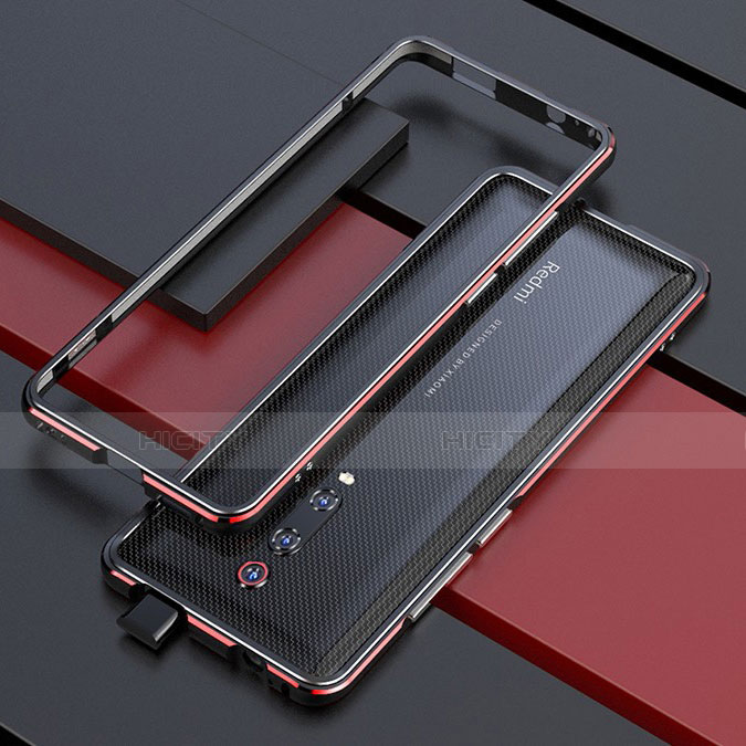 Handyhülle Hülle Luxus Aluminium Metall Rahmen Tasche für Xiaomi Mi 9T Rot und Schwarz