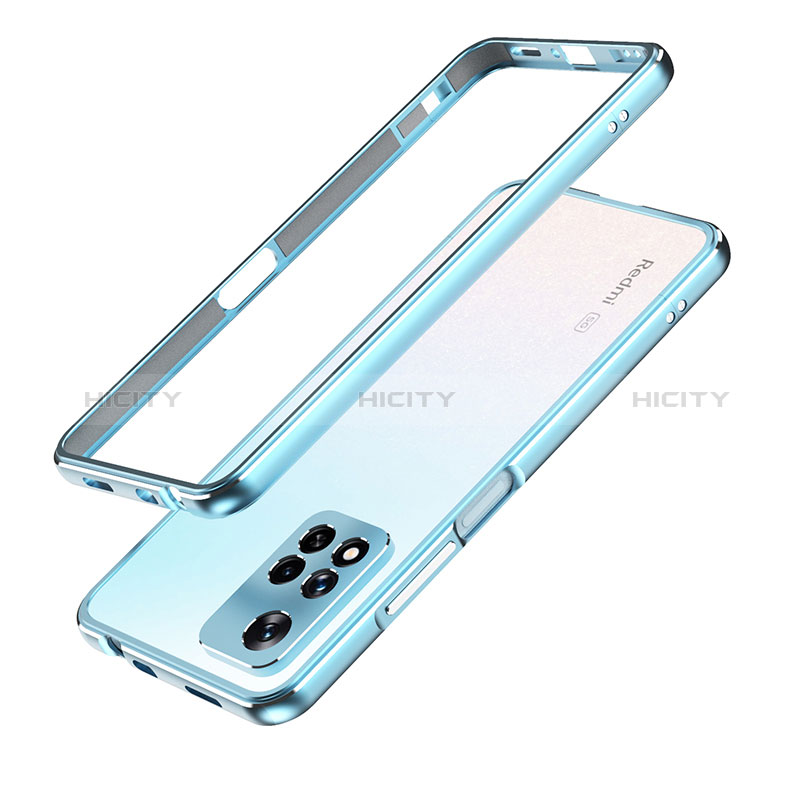 Handyhülle Hülle Luxus Aluminium Metall Rahmen Tasche für Xiaomi Poco X4 NFC Blau