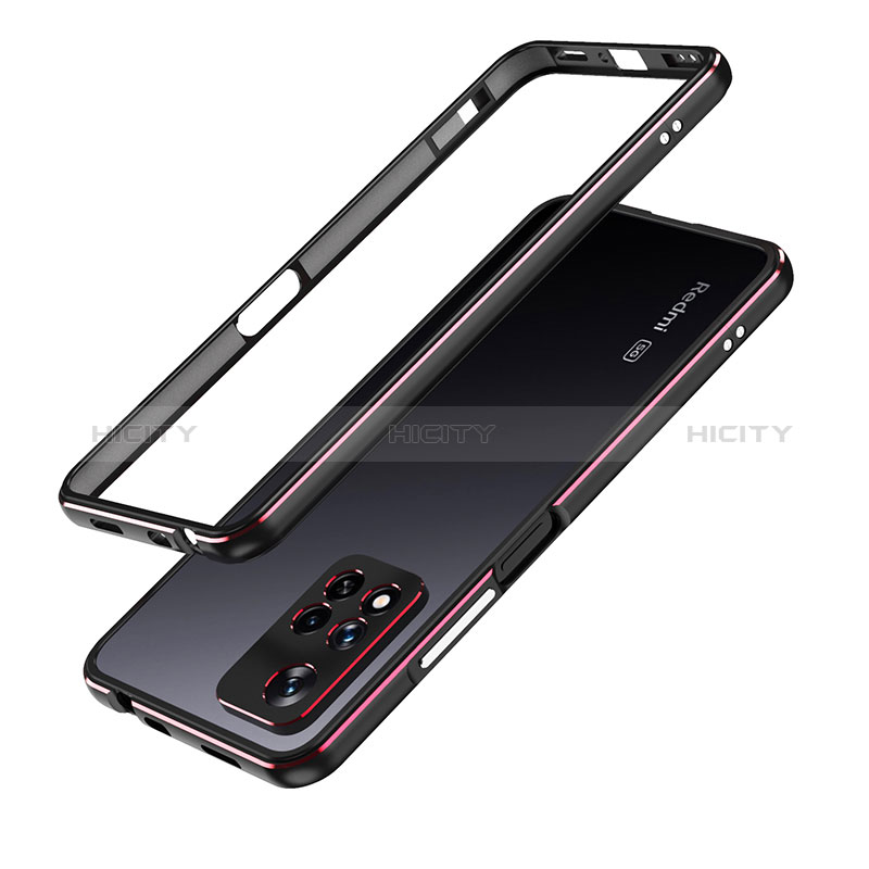 Handyhülle Hülle Luxus Aluminium Metall Rahmen Tasche für Xiaomi Redmi Note 11 Pro+ Plus 5G Rot und Schwarz Plus