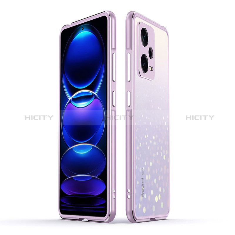 Handyhülle Hülle Luxus Aluminium Metall Rahmen Tasche für Xiaomi Redmi Note 12 Pro 5G Violett Plus