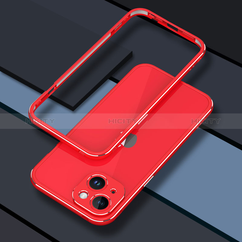 Handyhülle Hülle Luxus Aluminium Metall Rahmen Tasche JZ1 für Apple iPhone 13 Rot Plus