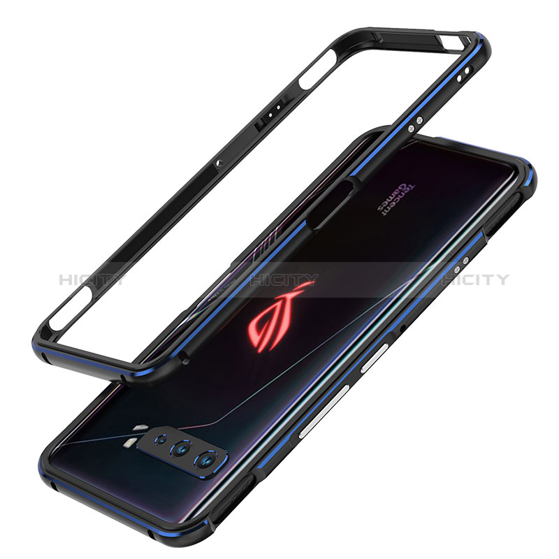 Handyhülle Hülle Luxus Aluminium Metall Rahmen Tasche JZ1 für Asus ROG Phone 3 Blau und Schwarz