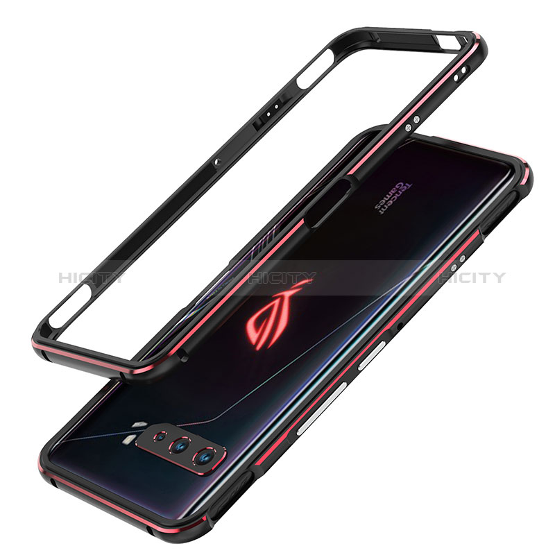 Handyhülle Hülle Luxus Aluminium Metall Rahmen Tasche JZ1 für Asus ROG Phone 3 Rot und Schwarz