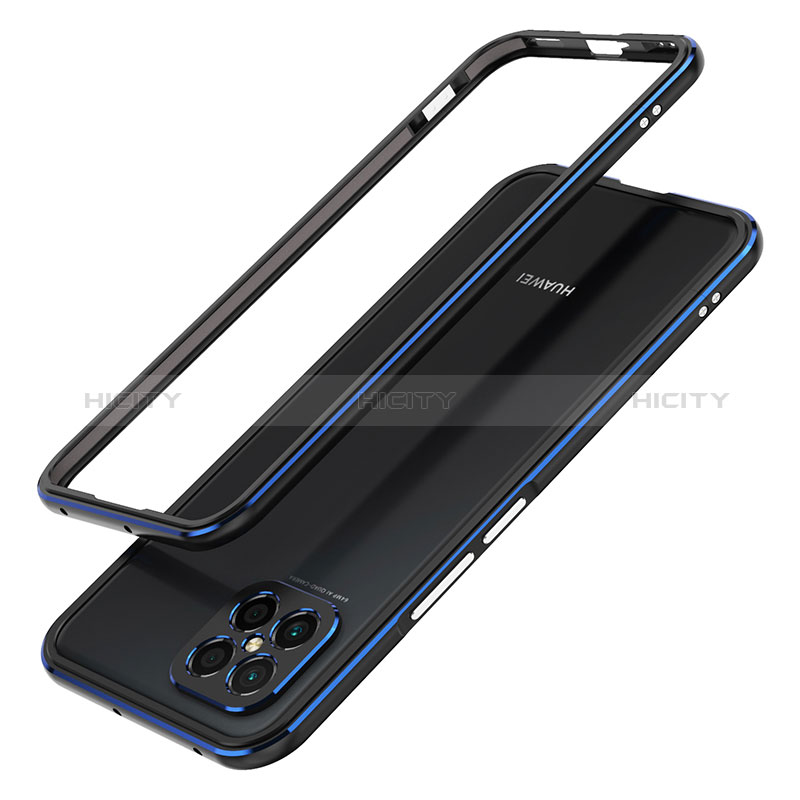 Handyhülle Hülle Luxus Aluminium Metall Rahmen Tasche JZ1 für Huawei Nova 8 SE 4G Blau und Schwarz