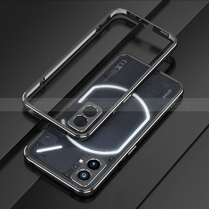 Handyhülle Hülle Luxus Aluminium Metall Rahmen Tasche JZ1 für Nothing Phone 2 Schwarz