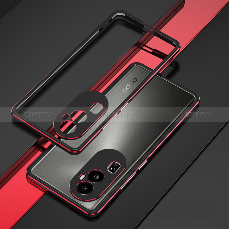 Handyhülle Hülle Luxus Aluminium Metall Rahmen Tasche JZ1 für Oppo Reno10 Pro+ Plus 5G Rot und Schwarz