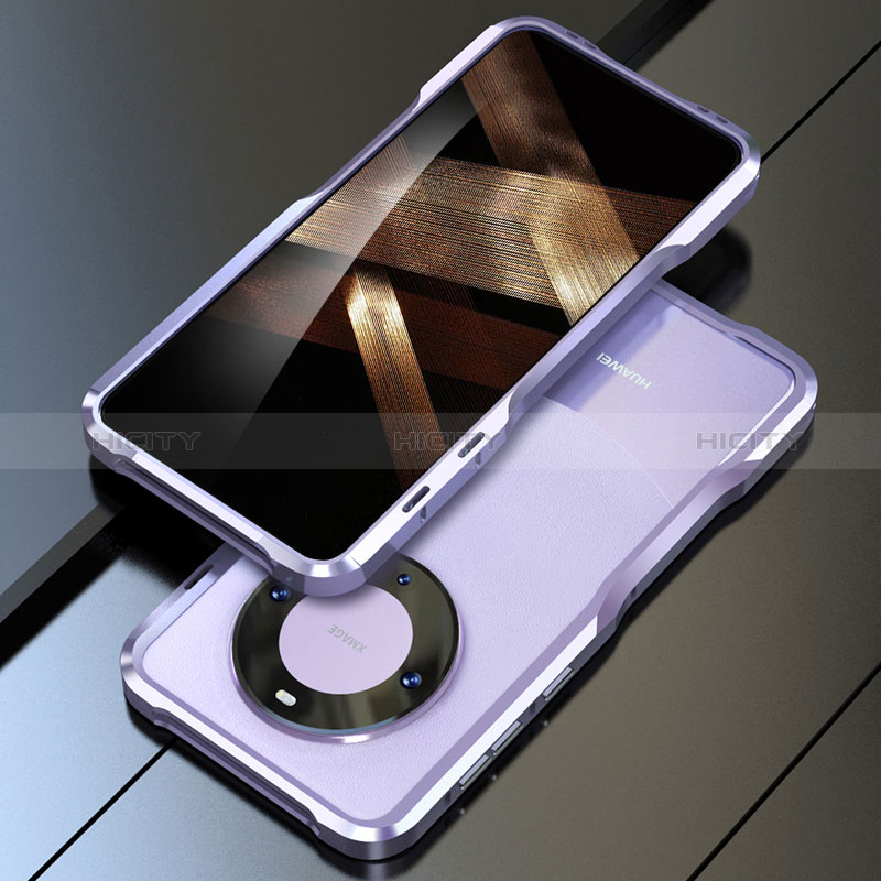 Handyhülle Hülle Luxus Aluminium Metall Rahmen Tasche LF1 für Huawei Mate 60 Pro Violett Plus