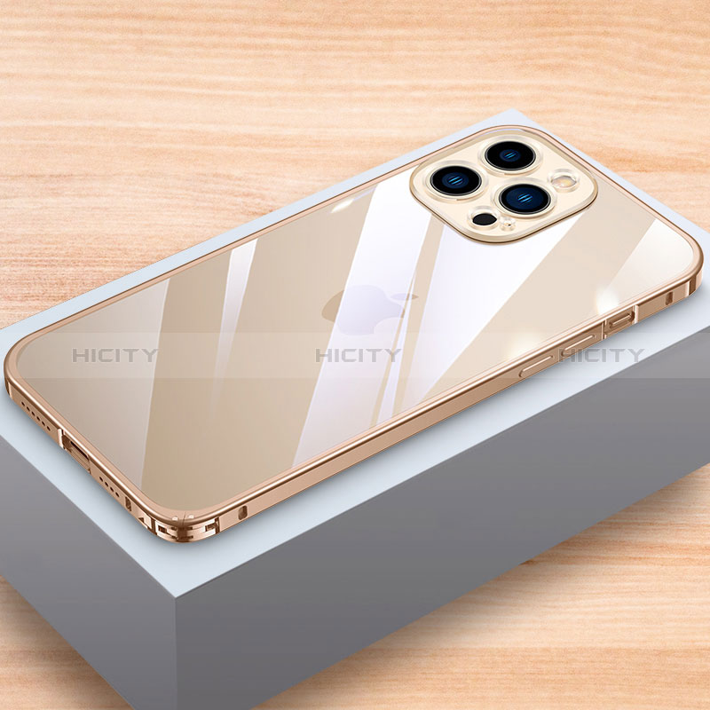 Handyhülle Hülle Luxus Aluminium Metall Rahmen Tasche LK1 für Apple iPhone 13 Pro Gold