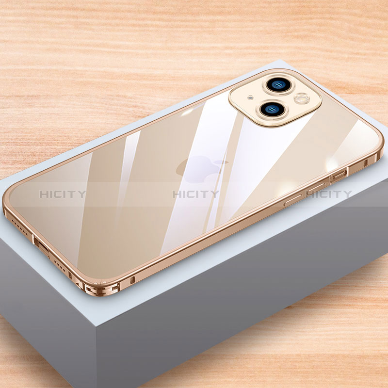 Handyhülle Hülle Luxus Aluminium Metall Rahmen Tasche LK1 für Apple iPhone 14 Plus Gold