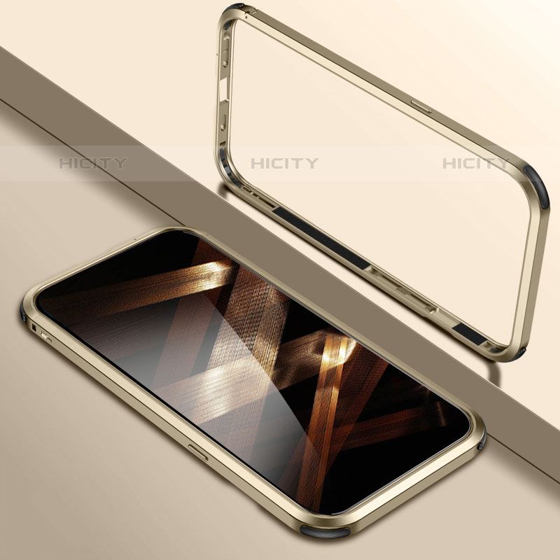 Handyhülle Hülle Luxus Aluminium Metall Rahmen Tasche LO1 für Apple iPhone 15 Pro Gold