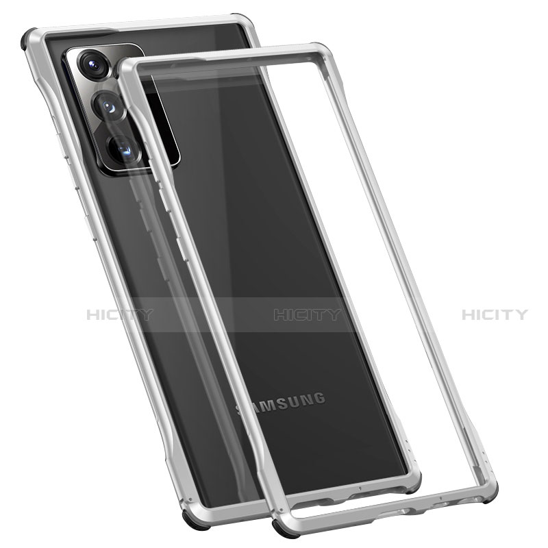 Handyhülle Hülle Luxus Aluminium Metall Rahmen Tasche N01 für Samsung Galaxy Note 20 Ultra 5G Silber Plus