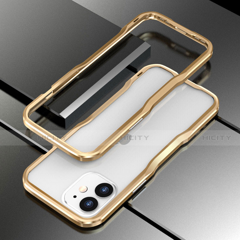 Handyhülle Hülle Luxus Aluminium Metall Rahmen Tasche N02 für Apple iPhone 12 Mini Gold Plus