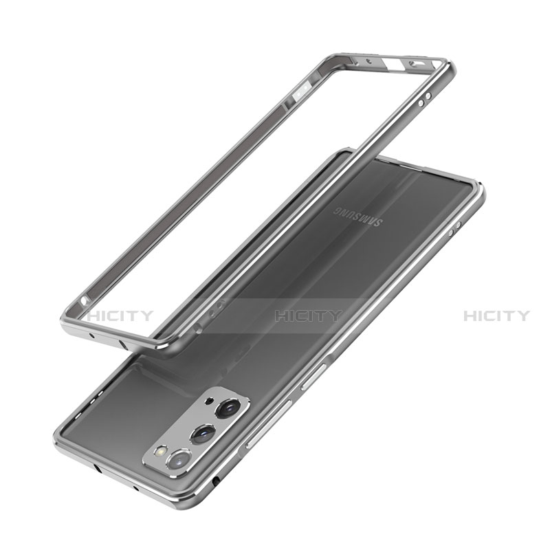 Handyhülle Hülle Luxus Aluminium Metall Rahmen Tasche N03 für Samsung Galaxy Note 20 5G Grau