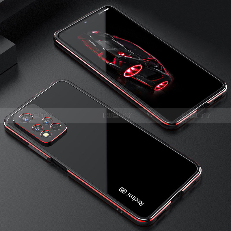 Handyhülle Hülle Luxus Aluminium Metall Rahmen Tasche S01 für Xiaomi Mi 11i 5G (2022) Rot und Schwarz Plus