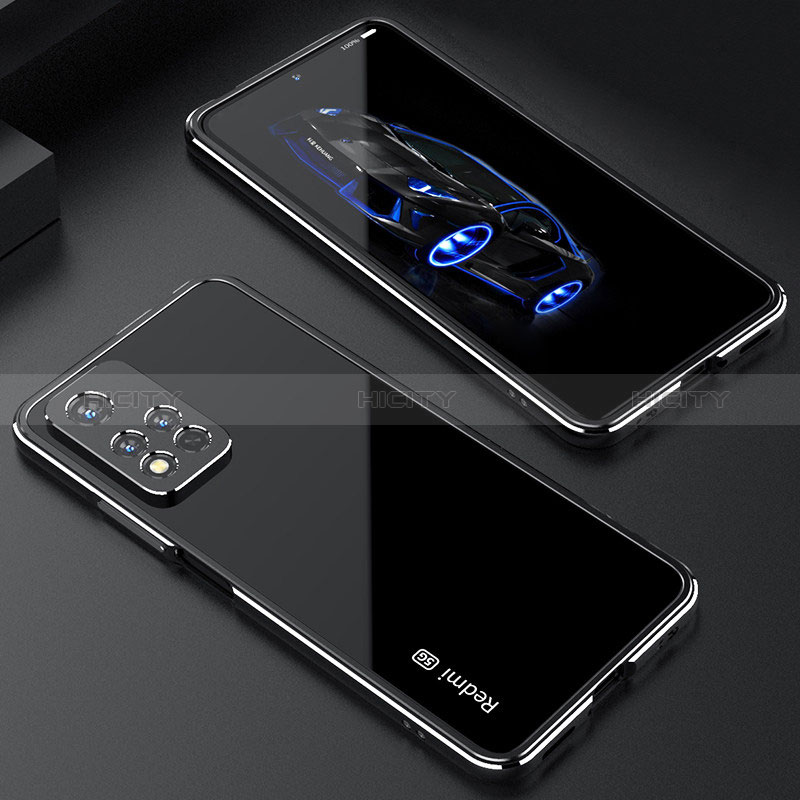 Handyhülle Hülle Luxus Aluminium Metall Rahmen Tasche S01 für Xiaomi Redmi Note 11 Pro+ Plus 5G Schwarz Plus