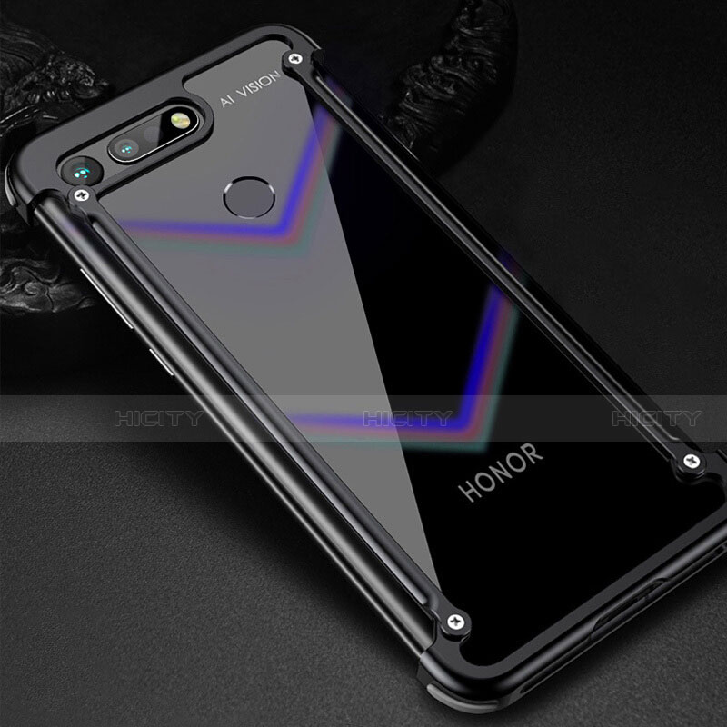 Handyhülle Hülle Luxus Aluminium Metall Rahmen Tasche T01 für Huawei Honor V20 Schwarz