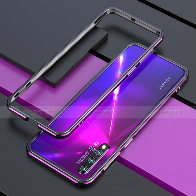 Handyhülle Hülle Luxus Aluminium Metall Rahmen Tasche T01 für Huawei Nova 5 Pro Violett Plus