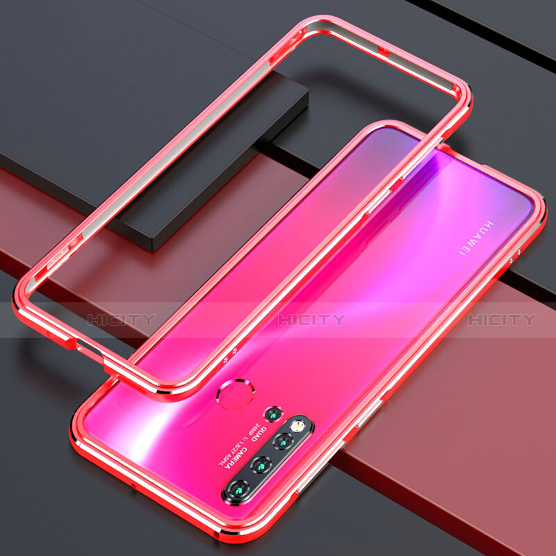 Handyhülle Hülle Luxus Aluminium Metall Rahmen Tasche T01 für Huawei Nova 5i Rot