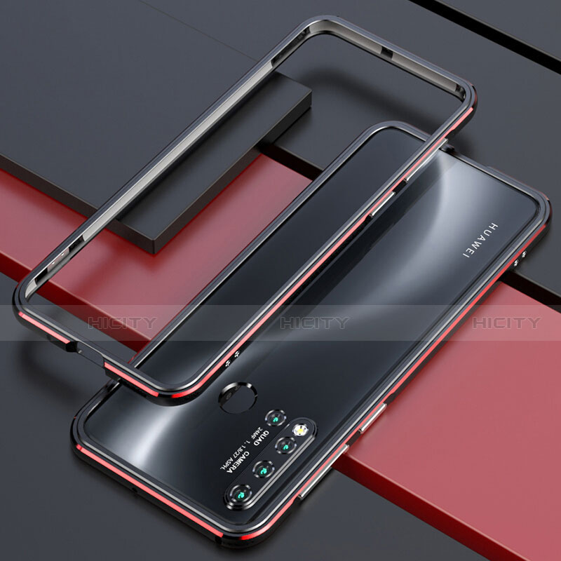 Handyhülle Hülle Luxus Aluminium Metall Rahmen Tasche T01 für Huawei P20 Lite (2019) Rot und Schwarz