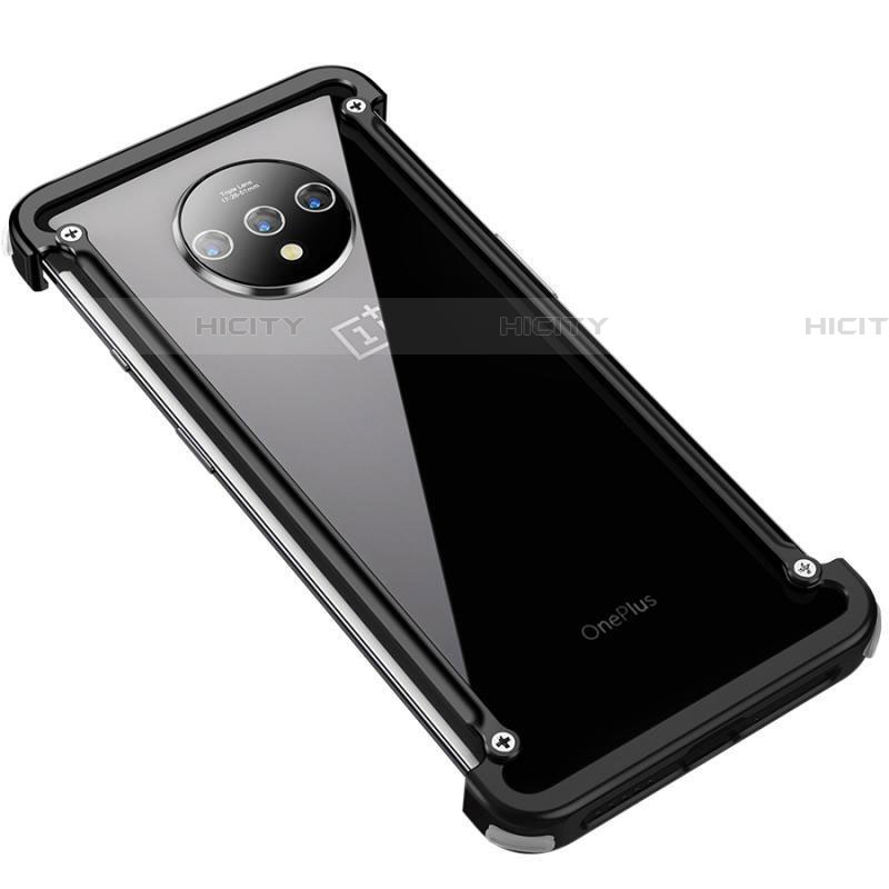 Handyhülle Hülle Luxus Aluminium Metall Rahmen Tasche T01 für OnePlus 7T Schwarz