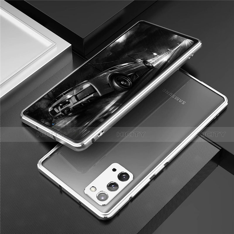 Handyhülle Hülle Luxus Aluminium Metall Rahmen Tasche T01 für Samsung Galaxy Note 20 5G Silber