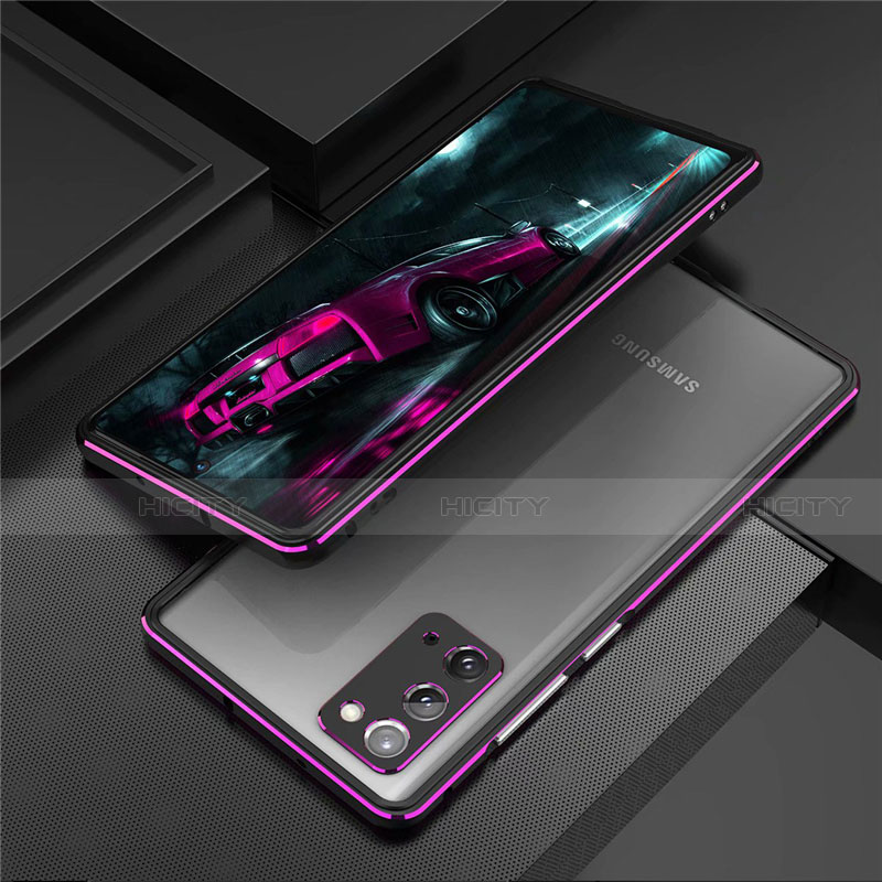 Handyhülle Hülle Luxus Aluminium Metall Rahmen Tasche T01 für Samsung Galaxy Note 20 5G Violett