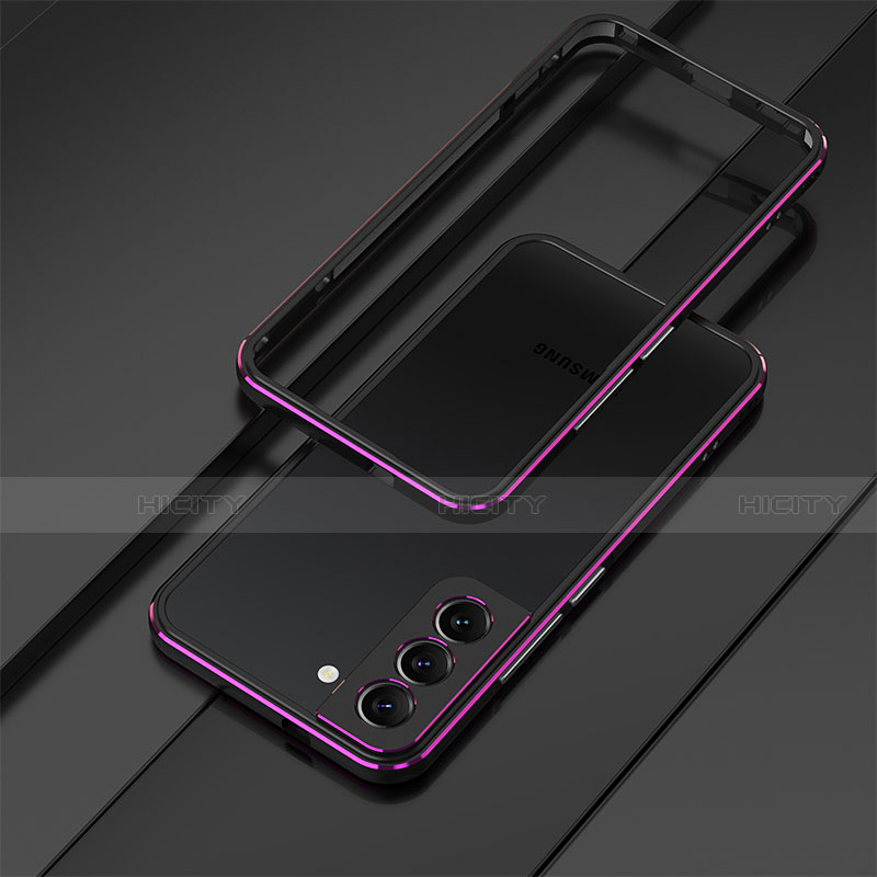 Handyhülle Hülle Luxus Aluminium Metall Rahmen Tasche T01 für Samsung Galaxy S21 5G Violett