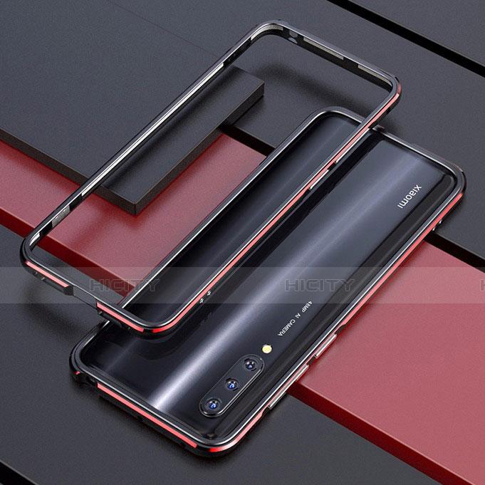 Handyhülle Hülle Luxus Aluminium Metall Rahmen Tasche T01 für Xiaomi Mi A3 Rot Plus