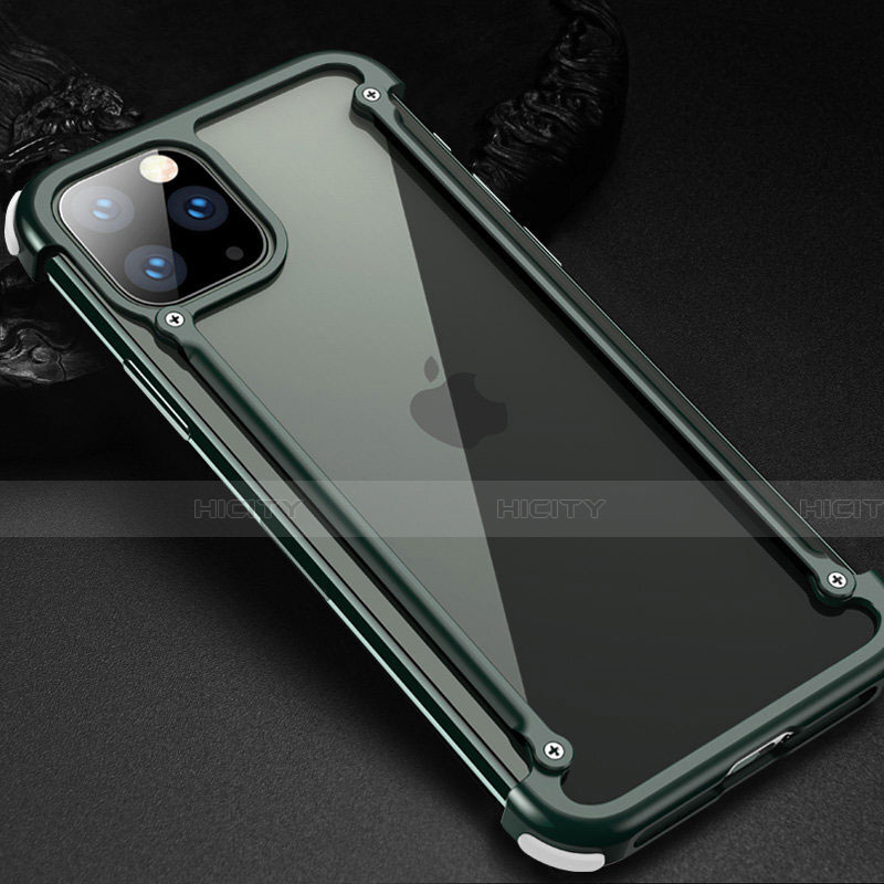 Handyhülle Hülle Luxus Aluminium Metall Rahmen Tasche T02 für Apple iPhone 11 Pro Grün