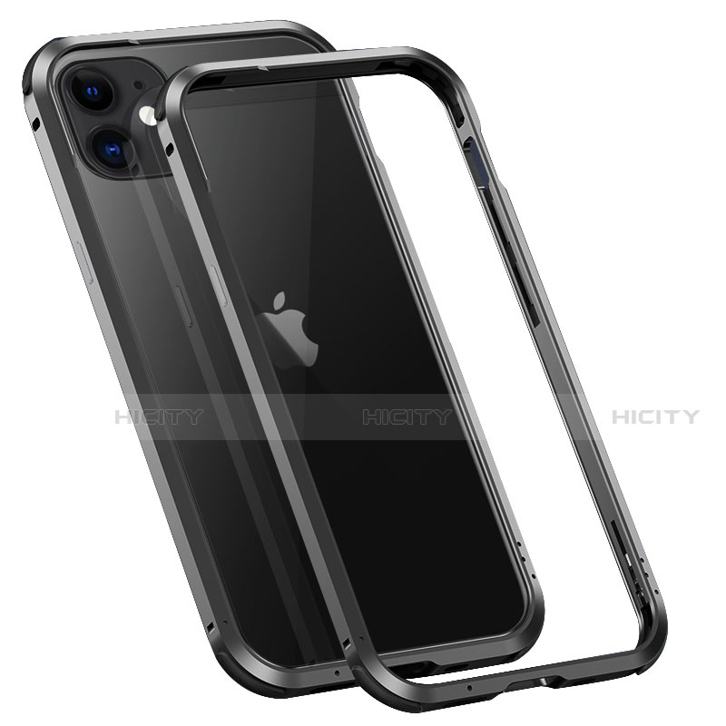 Handyhülle Hülle Luxus Aluminium Metall Rahmen Tasche T02 für Apple iPhone 12 Mini Schwarz