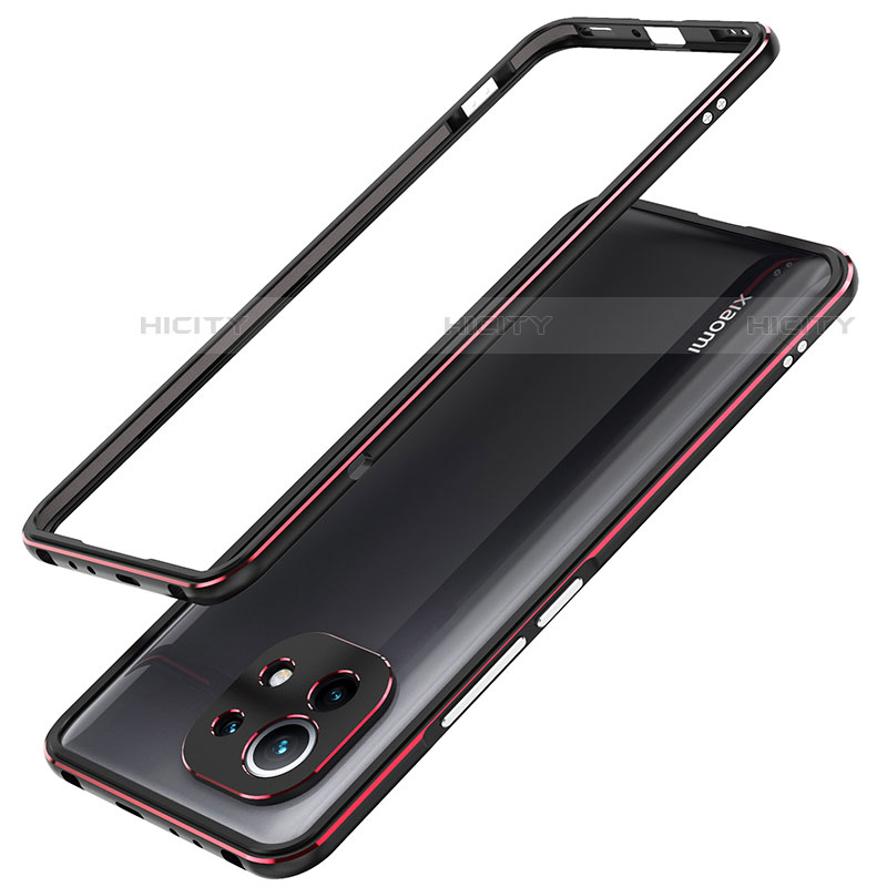 Handyhülle Hülle Luxus Aluminium Metall Rahmen Tasche T02 für Xiaomi Mi 11 Lite 5G Rot Plus
