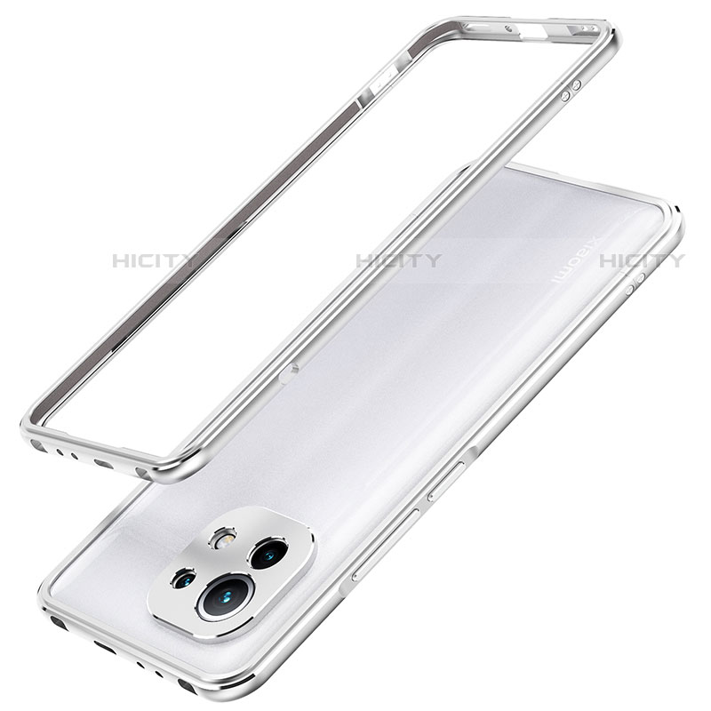 Handyhülle Hülle Luxus Aluminium Metall Rahmen Tasche T02 für Xiaomi Mi 11 Lite 5G Silber Plus