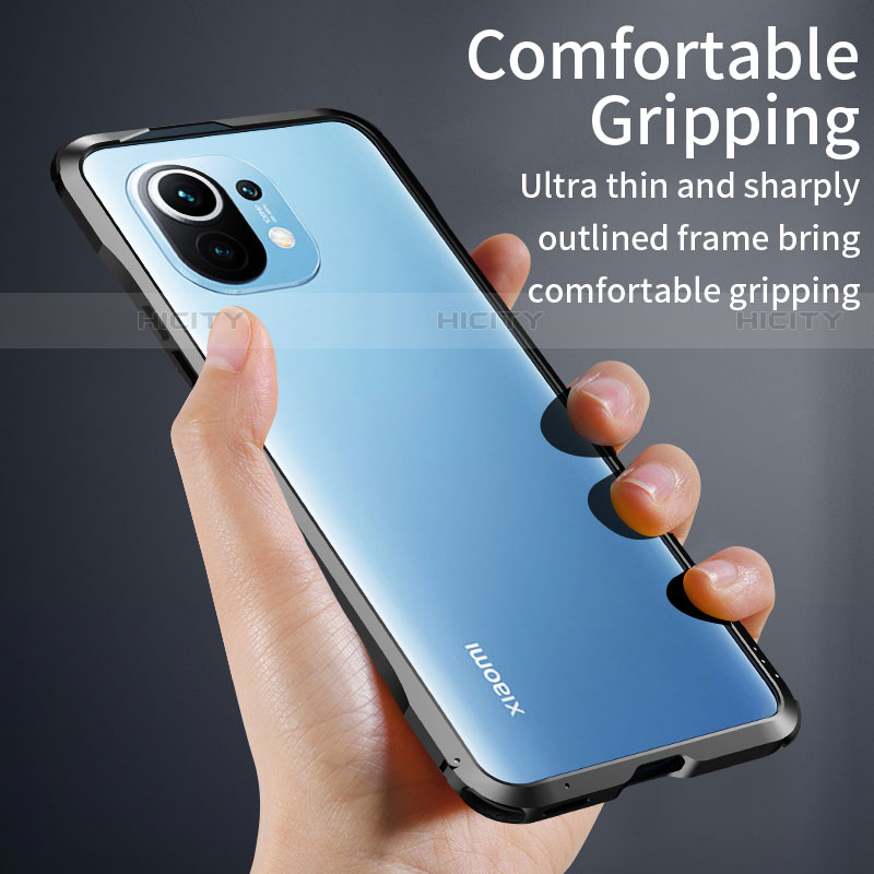 Handyhülle Hülle Luxus Aluminium Metall Rahmen Tasche T03 für Xiaomi Mi 11 Lite 5G NE groß