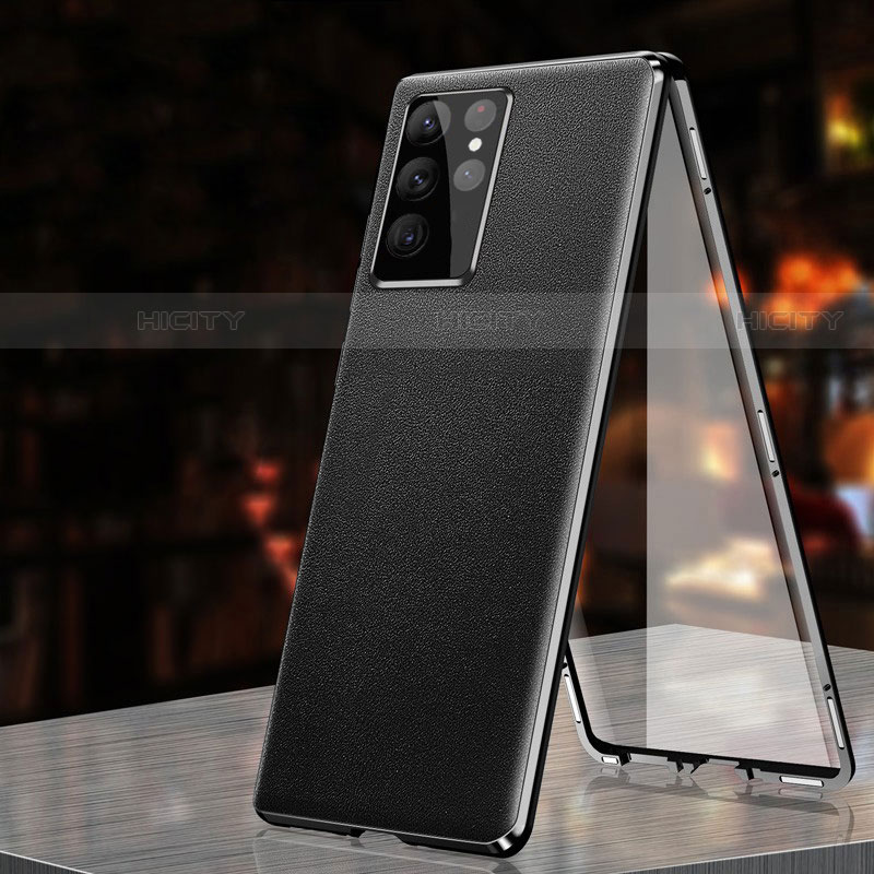 Handyhülle Hülle Luxus Aluminium Metall Tasche 360 Grad Ganzkörper D01 für Samsung Galaxy S22 Ultra 5G groß
