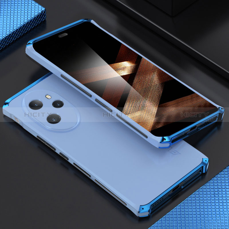 Handyhülle Hülle Luxus Aluminium Metall Tasche 360 Grad Ganzkörper für Huawei Honor 100 Pro 5G Blau Plus